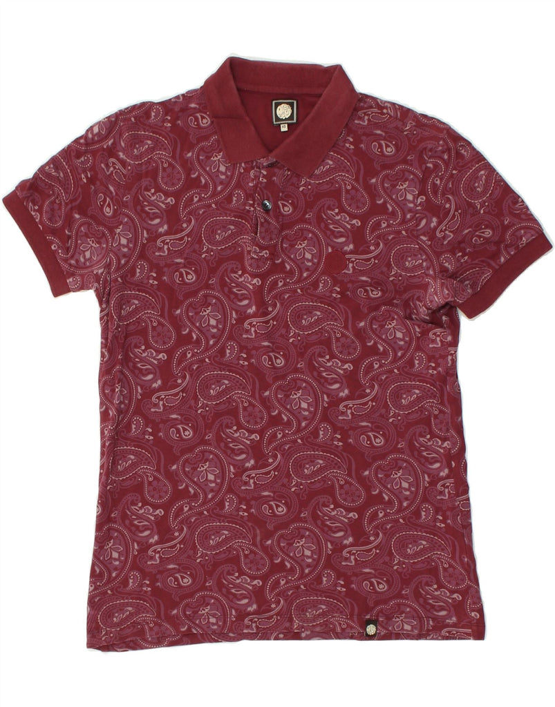 PRETTY GREEN Mens Polo Shirt XS Burgundy Paisley Cotton | Vintage Pretty Green | Thrift | Second-Hand Pretty Green | Used Clothing | Messina Hembry 