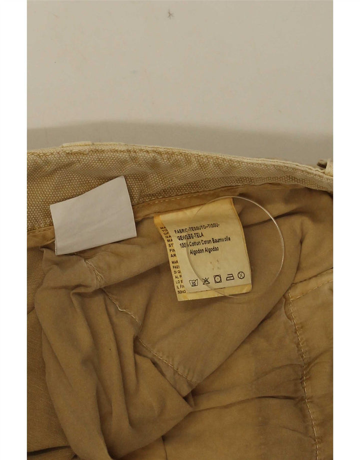 Marlboro Classics Mens Straight Cargo Trousers W33 L28 Beige Cotton