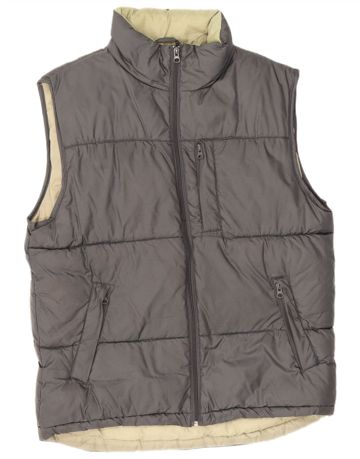 Jack & Jones Mens Padded Gilet UK 14 Medium Grey Nylon