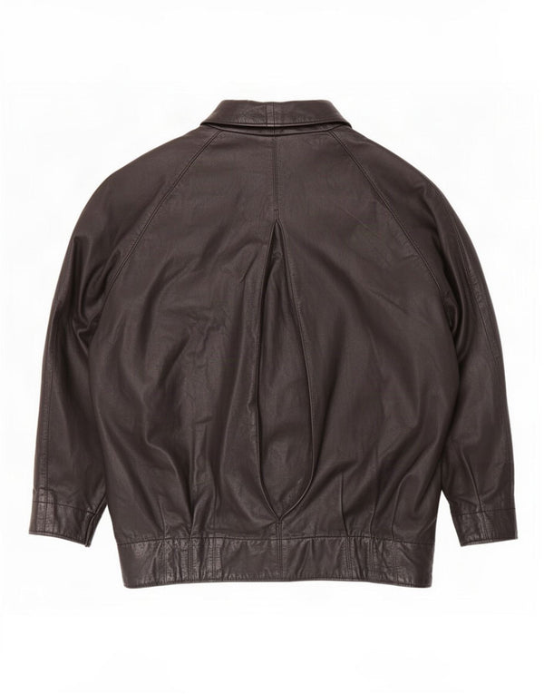 Angelo Muroni Womens Oversized Leather Jacket EU 36 Small Black