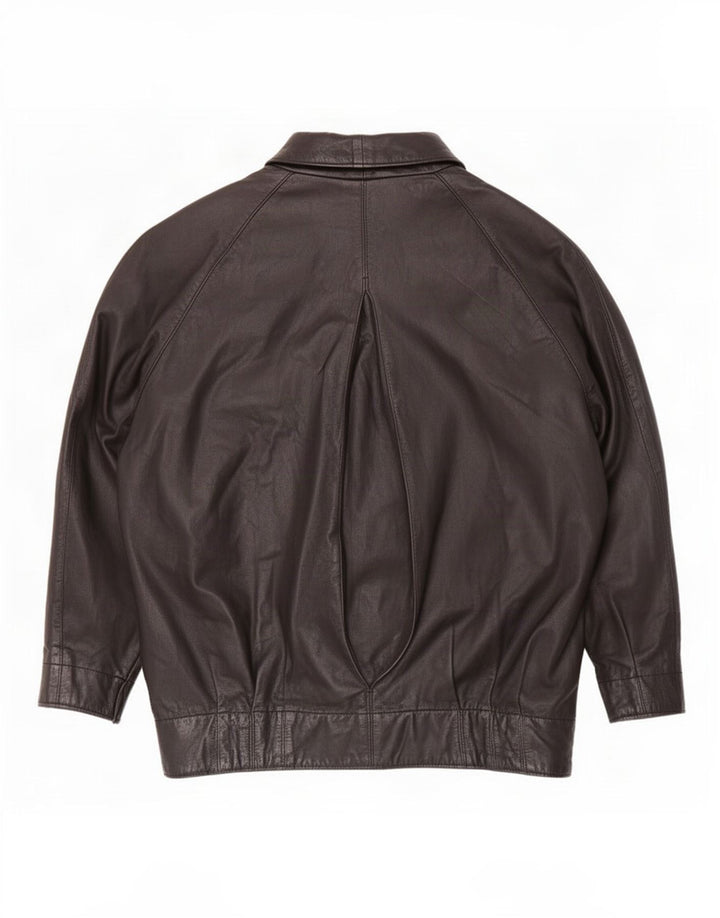 Angelo Muroni Womens Oversized Leather Jacket EU 36 Small Black