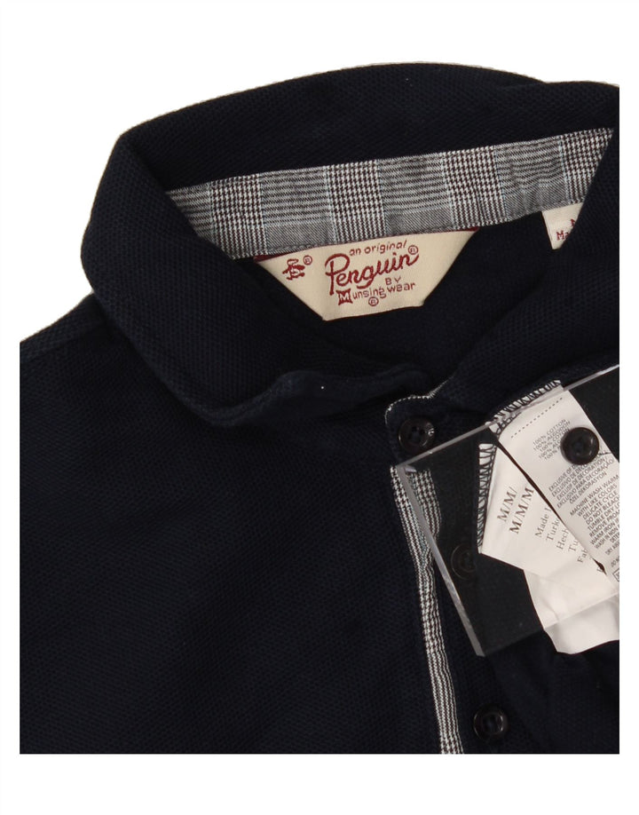 PENGUIN Mens Polo Shirt Medium Navy Blue Cotton Vintage Penguin and Second-Hand Penguin from Messina Hembry 