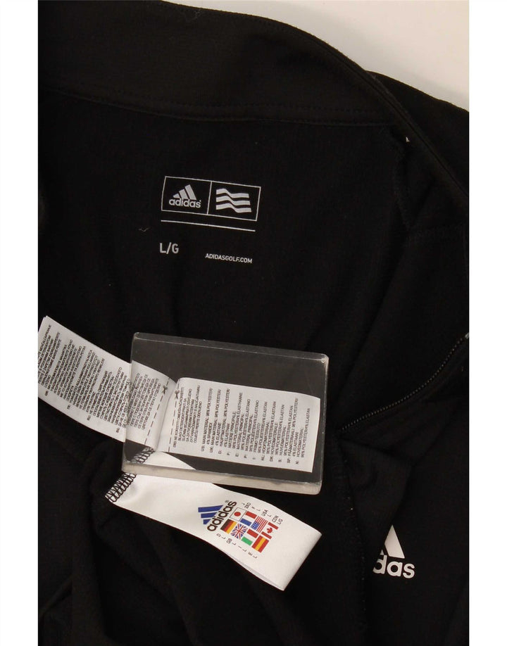 Adidas Mens Zip Neck Sweatshirt Jumper Large Black Polyester