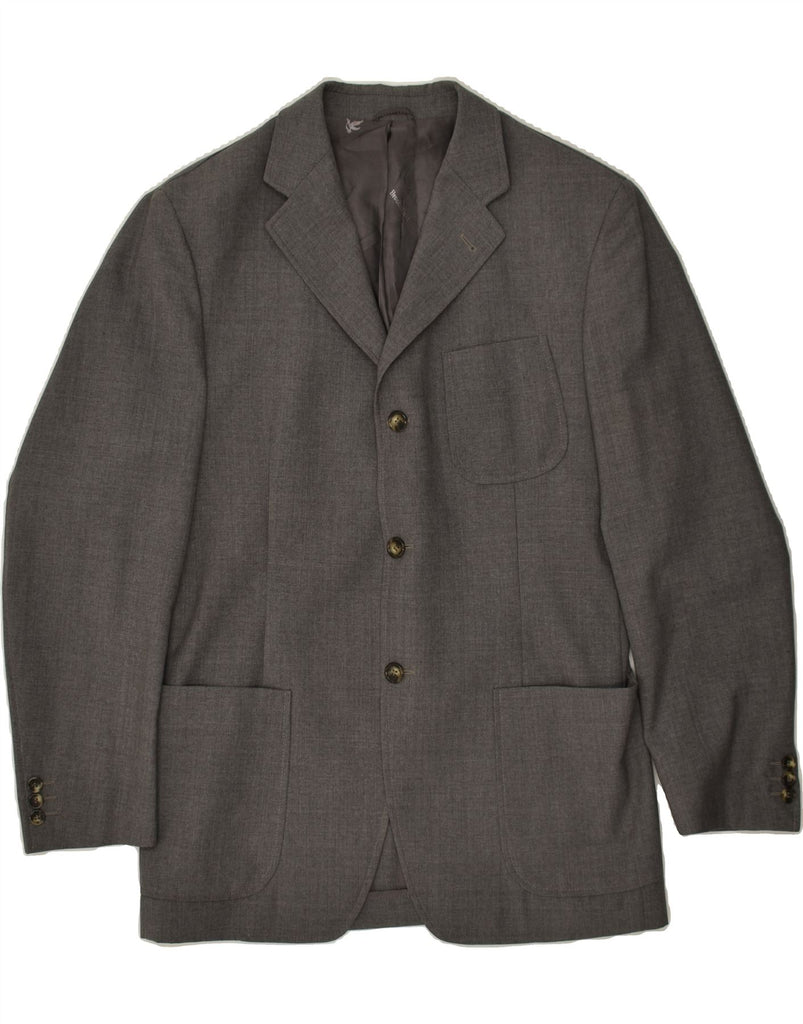 BROOKSFIELD Mens 3 Button Blazer Jacket UK 38 Medium Grey Wool | Vintage Brooksfield | Thrift | Second-Hand Brooksfield | Used Clothing | Messina Hembry 