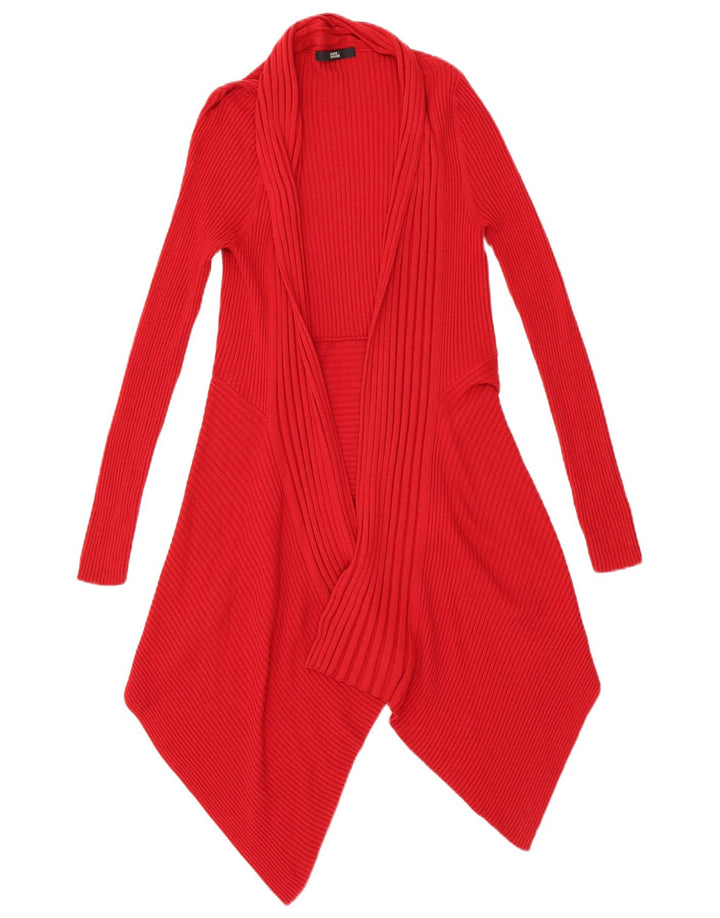 Marks & Spencer Womens Open Cardigan Sweater UK 12 Medium Red Polyamide