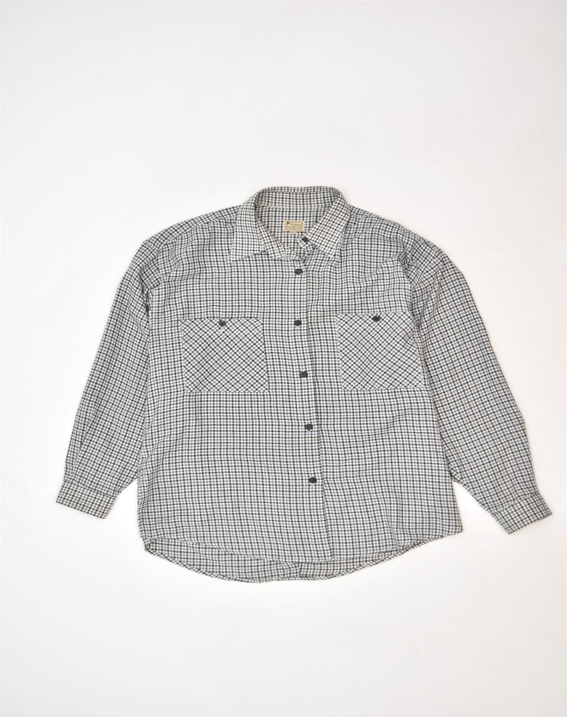 VINTAGE Womens Shirt Medium Grey Check Polyester | Vintage | Thrift | Second-Hand | Used Clothing | Messina Hembry 