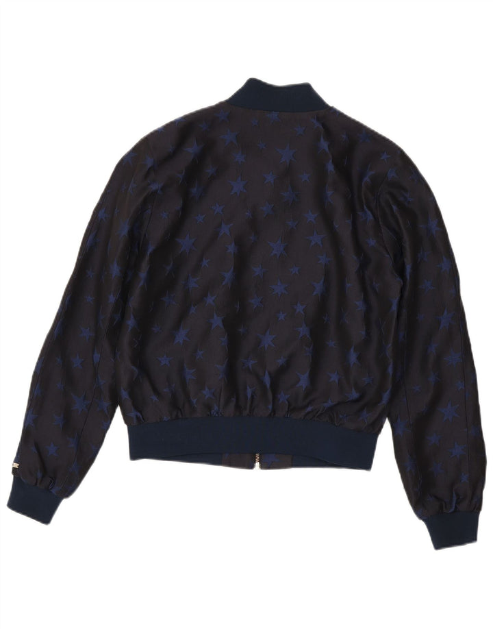 Tommy Hilfiger Womens Bomber Jacket US 6 Medium Navy Blue Geometric