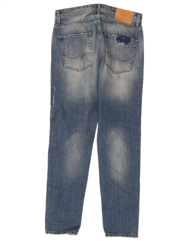 Jack & Jones Mens Mike Comfort Fit Slim Jeans W30 L32 Blue Patchwork