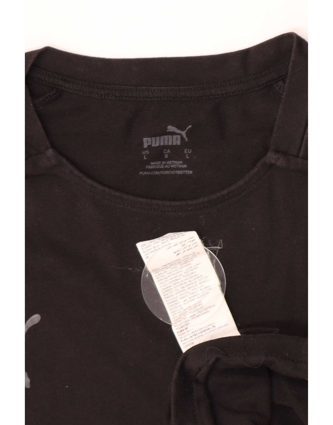Puma Mens Short Sleeve Regular T-Shirt Top Large Black Cotton