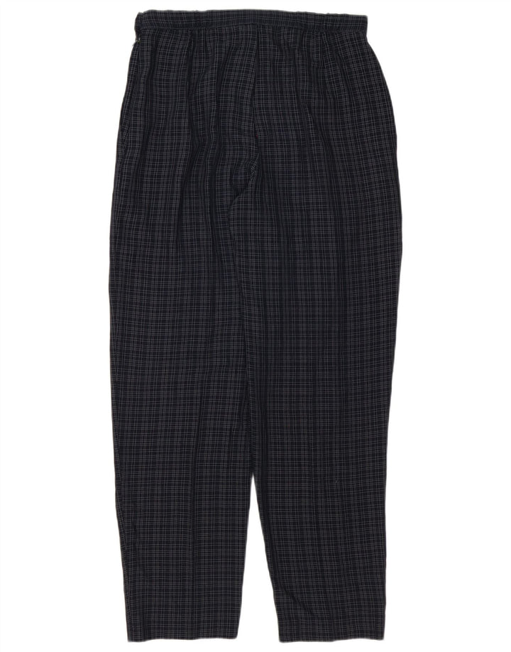 Marks & Spencer Womens Casual Trousers UK 12 Medium W30 L29 Navy Blue Check