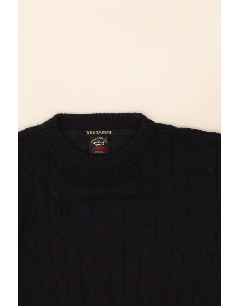 PAUL & SHARK Boys BRETAGNE Crew Neck Jumper Sweater 7-8 Years Navy Blue Vintage Paul & Shark and Second-Hand Paul & Shark from Messina Hembry 