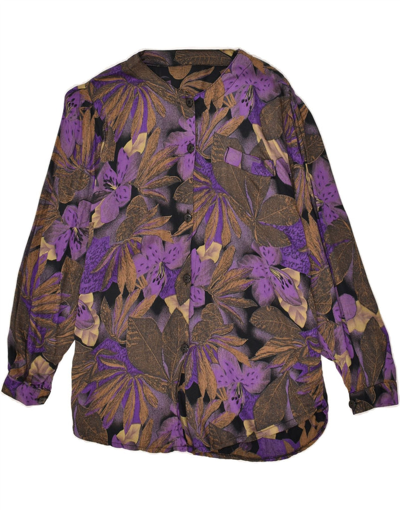 VINTAGE Womens Shirt UK 16 Large Purple Floral | Vintage Vintage | Thrift | Second-Hand Vintage | Used Clothing | Messina Hembry 