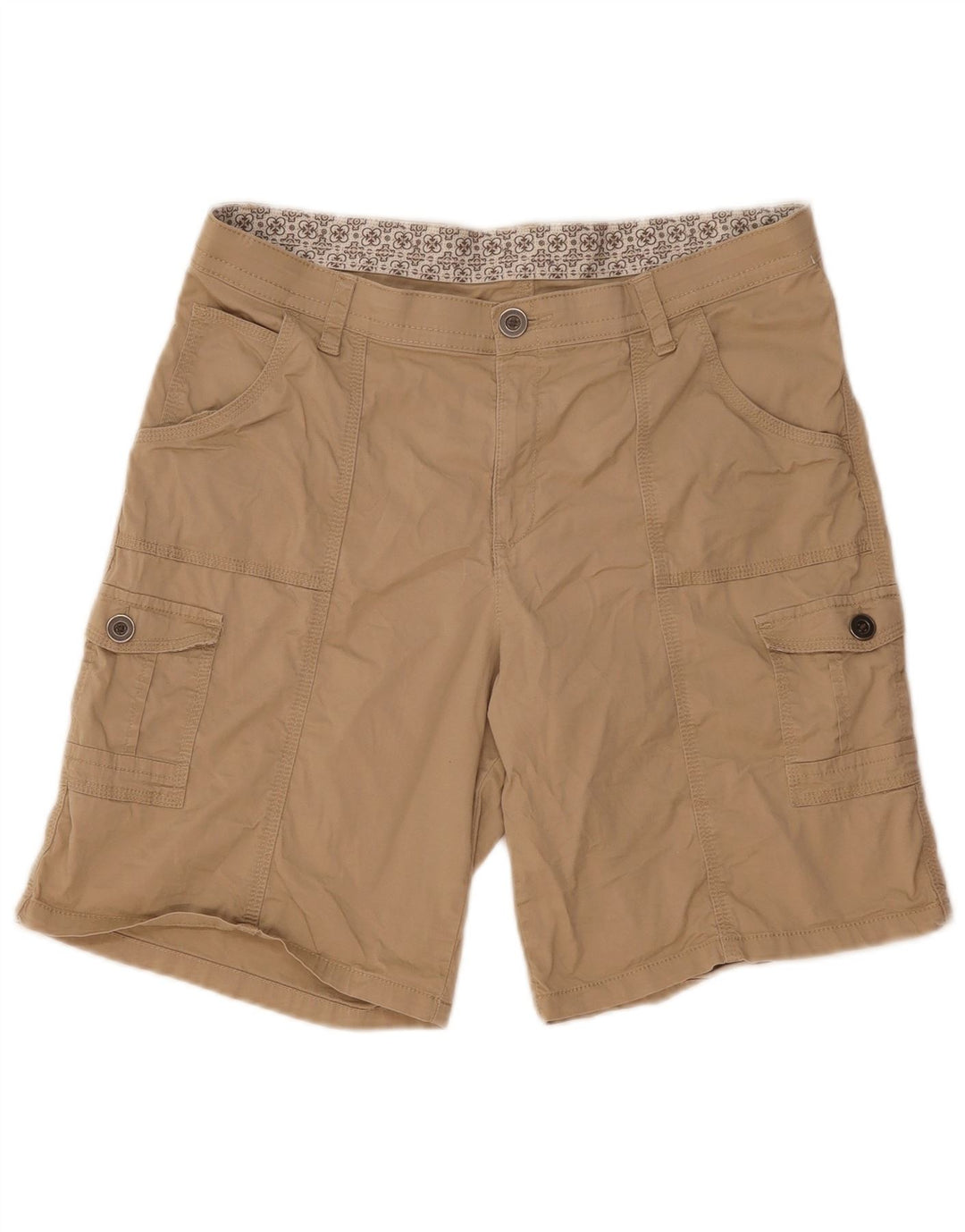 Vintage Womens Cargo Shorts US14 W34 Khaki Cotton