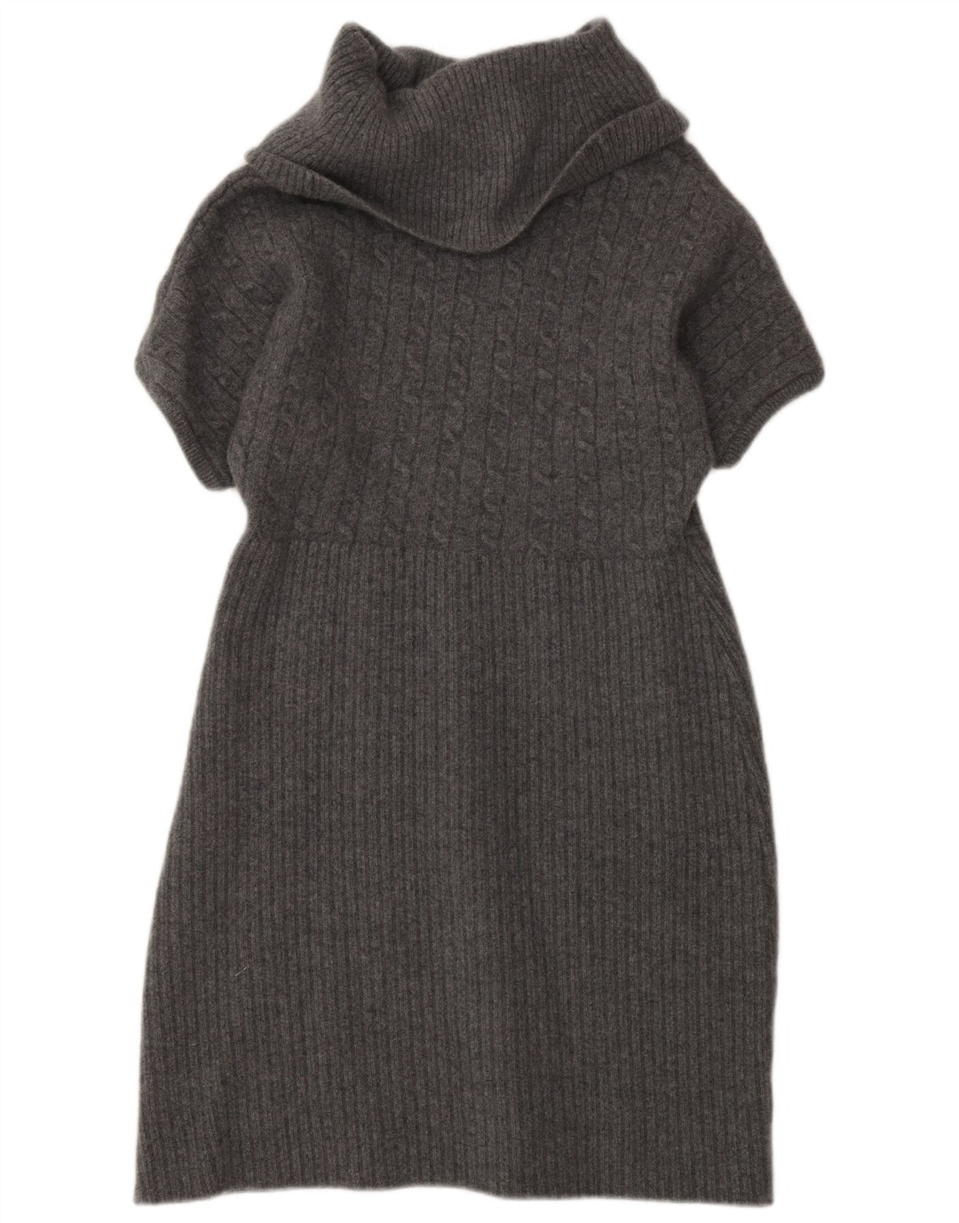 Luisa Spagnoli Womens Roll Neck Batwing Jumper Dress UK 12 Medium Grey Wool