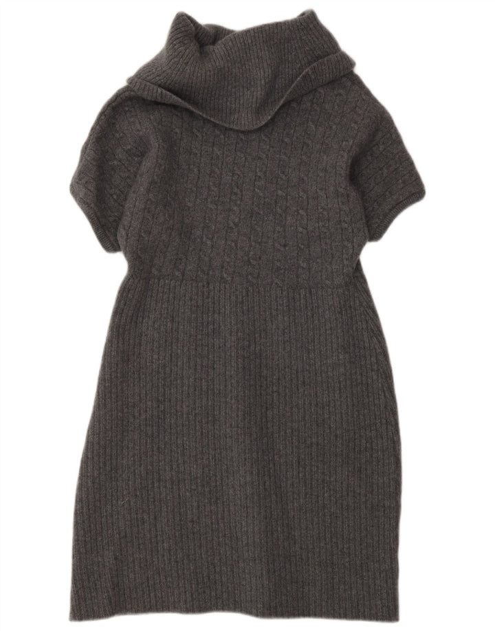 Luisa Spagnoli Womens Roll Neck Batwing Jumper Dress UK 12 Medium Grey Wool
