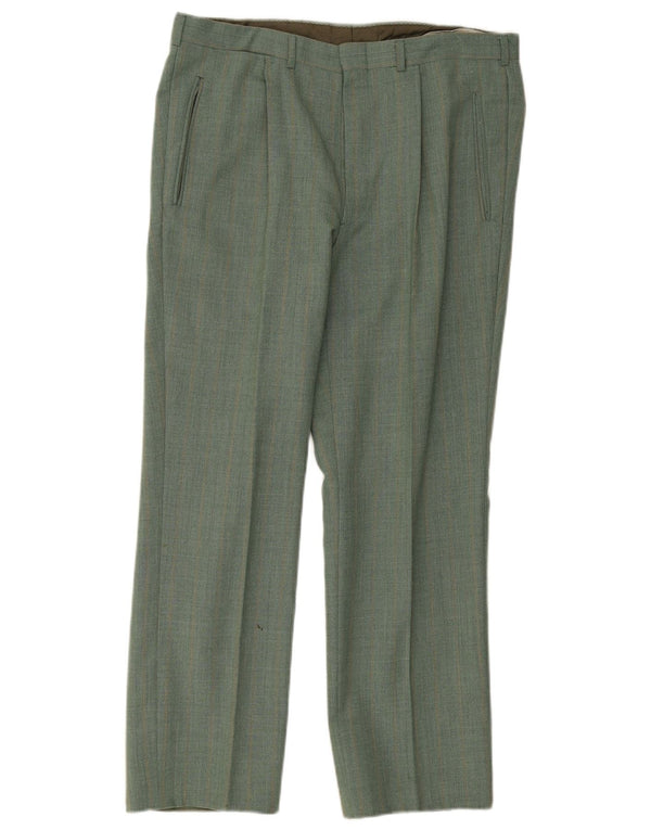 Vintage Mens Straight Casual Trousers W34 L27 Green Check