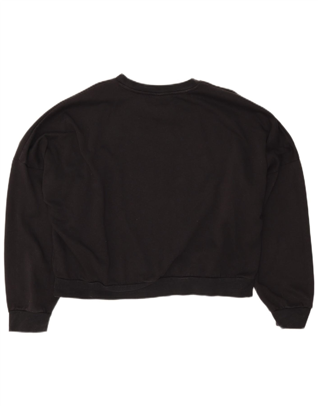 ADIDAS Womens Crop Oversized Sweatshirt Jumper UK 16/18 Large Black Cotton