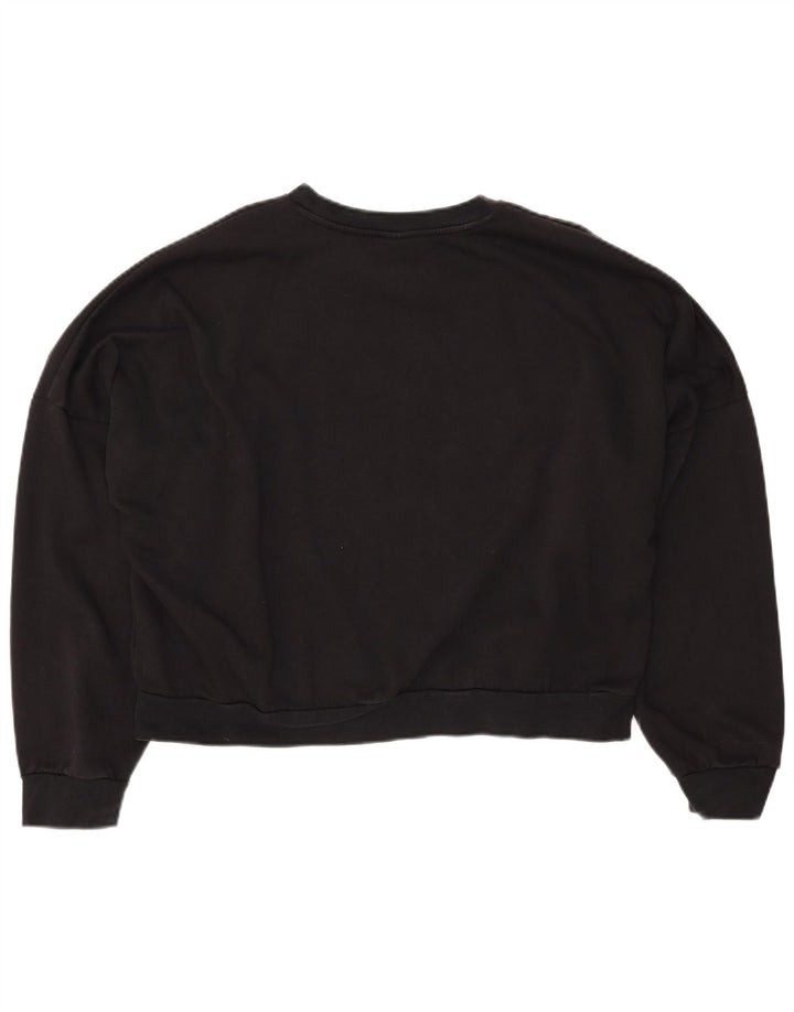 ADIDAS Womens Crop Oversized Sweatshirt Jumper UK 16/18 Large Black Cotton