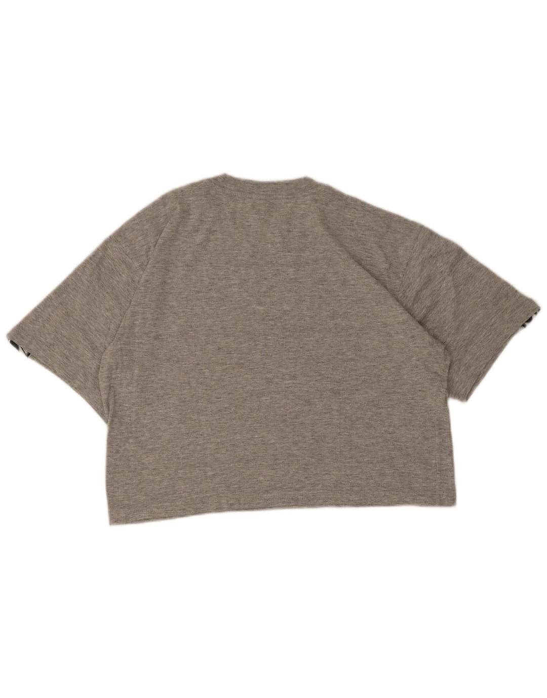 Asics Womens Crop Graphic T-Shirt Top UK 14 Medium Grey Flecked