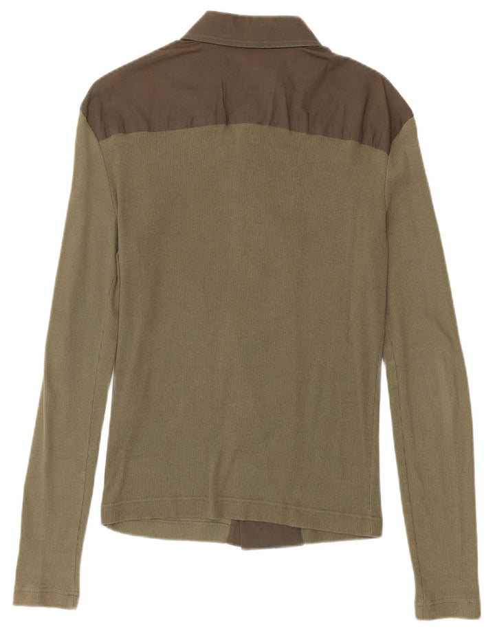 Bikkembergs Mens Graphic Shirt Medium Khaki Colourblock Cotton