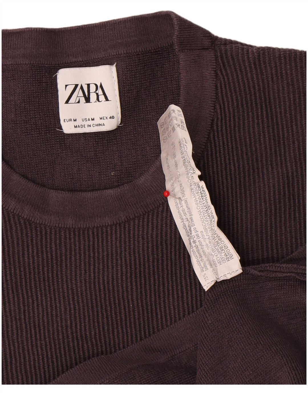 Zara Mens T-Shirt Top Medium Grey Cotton