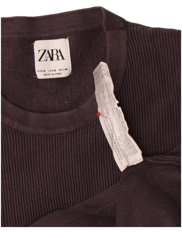 Zara Mens T-Shirt Top Medium Grey Cotton