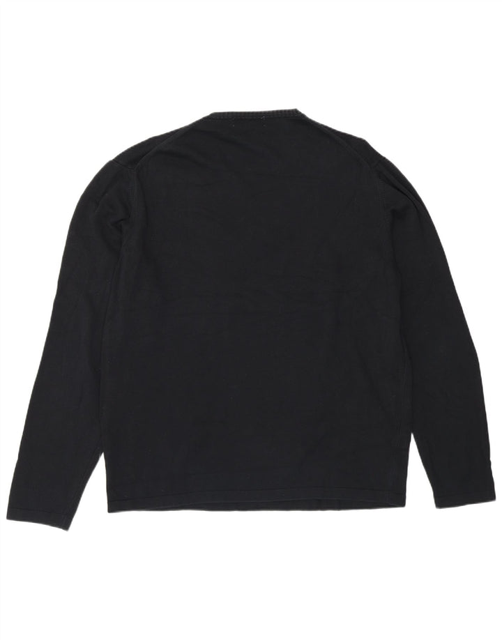 Zara Mens Crew Neck Jumper Sweater Large Navy Blue Cotton
