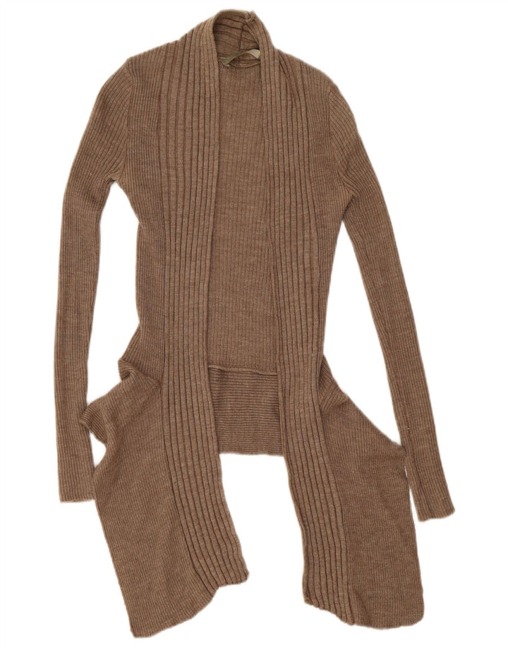 Zara Womens Asymmetric Open Cardigan Sweater UK 12 Medium Beige