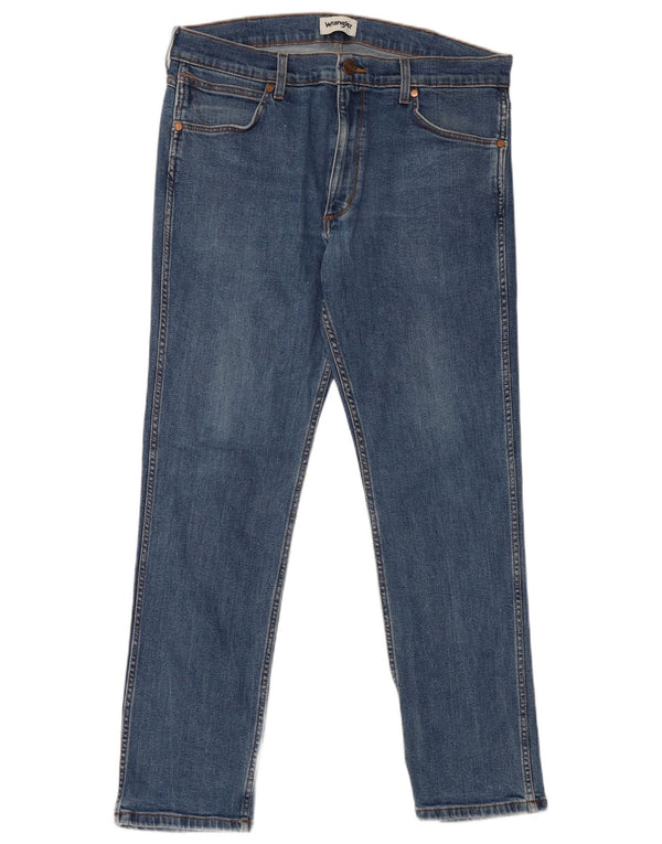 Wrangler Mens Greensboro Straight Jeans W36 L32 Blue Cotton