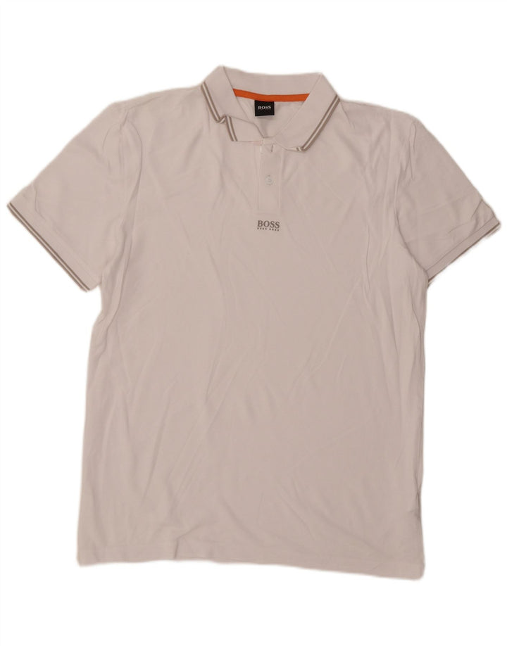 Hugo Boss Mens Polo Shirt Large White Cotton