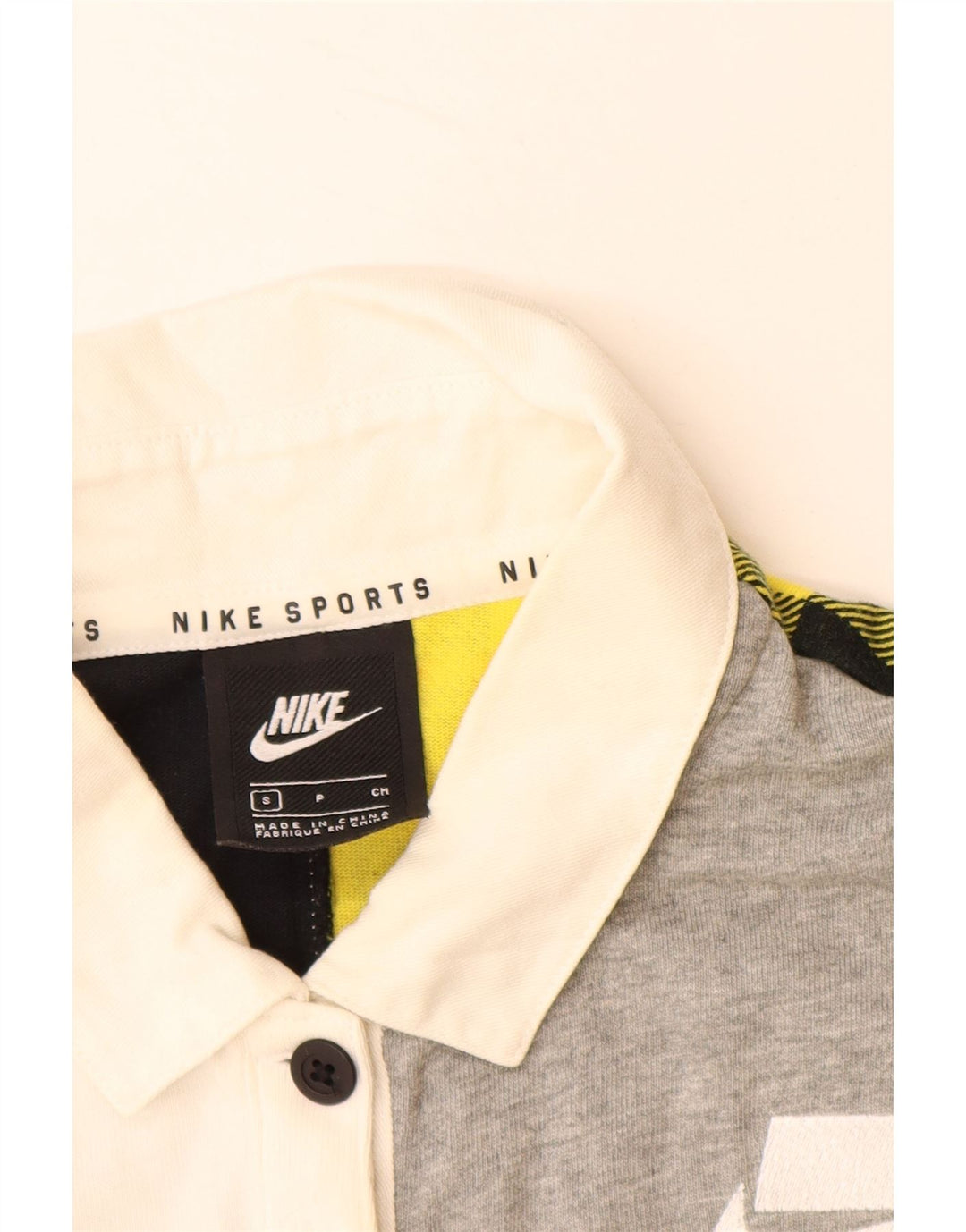 NIKE Womens Oversized Crop Rugby Polo Shirt UK 10 Small Multicoloured