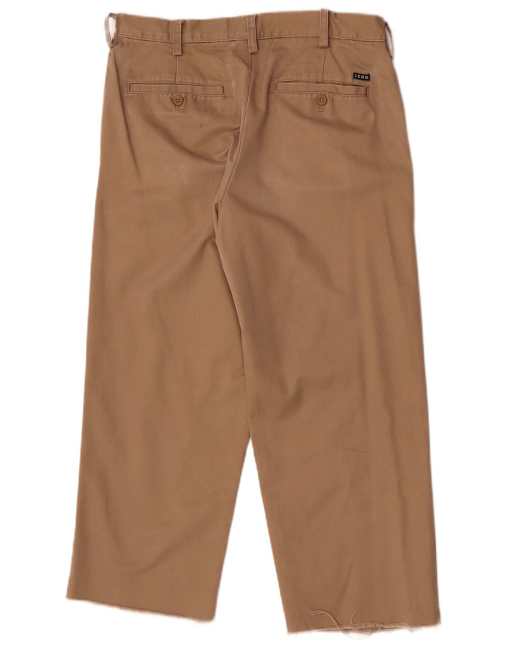 Izod Mens Pegged Cropped Trousers W32 L25 Beige Cotton