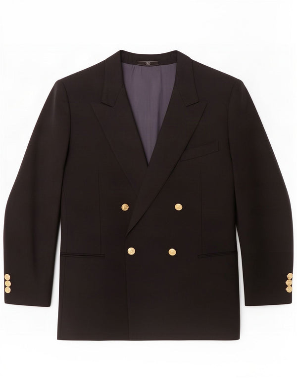 Valentino Mens Double Breasted Blazer Jacket IT 50 Large Black Virgin Wool