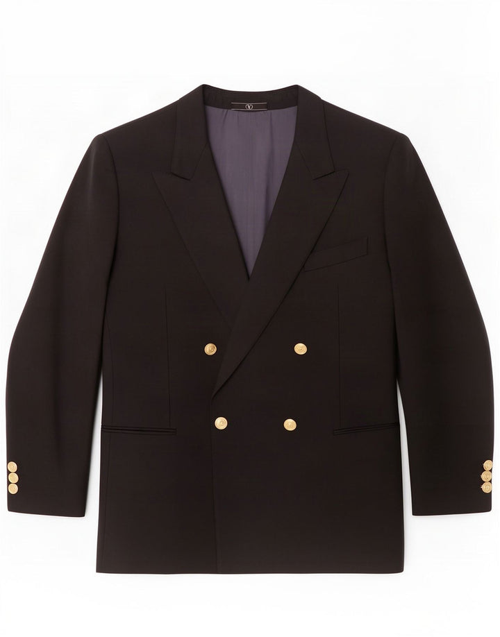 Valentino Mens Double Breasted Blazer Jacket IT 50 Large Black Virgin Wool
