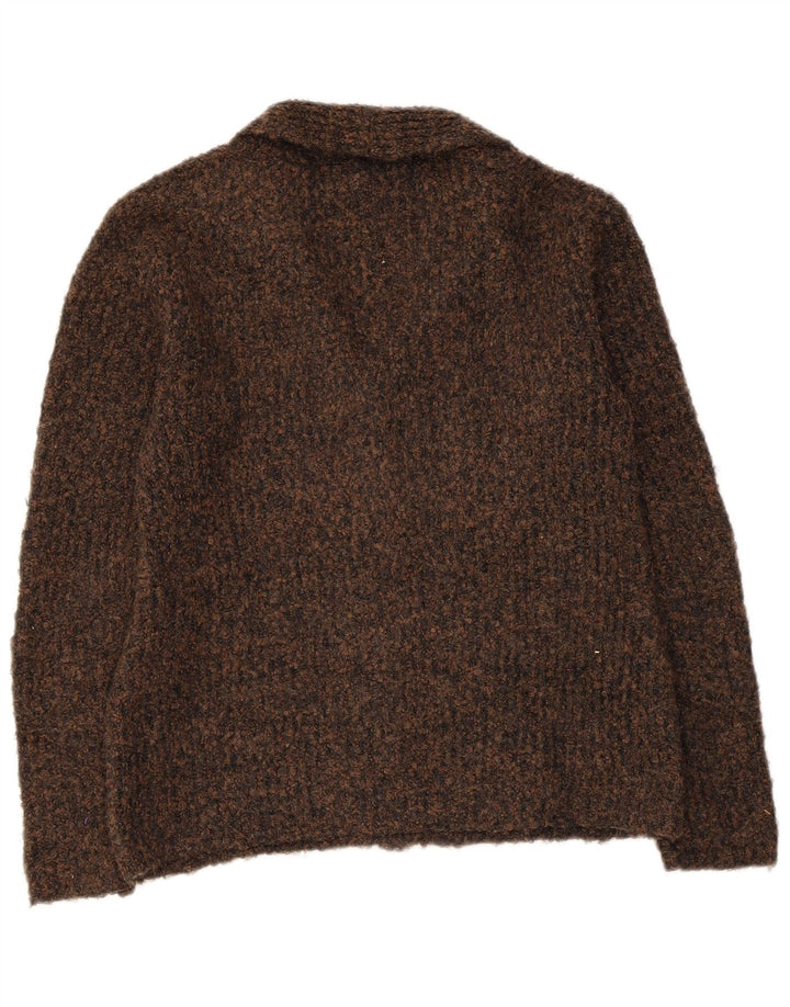 MARKS & SPENCER Womens Cardigan Sweater UK 10 Small Brown Flecked