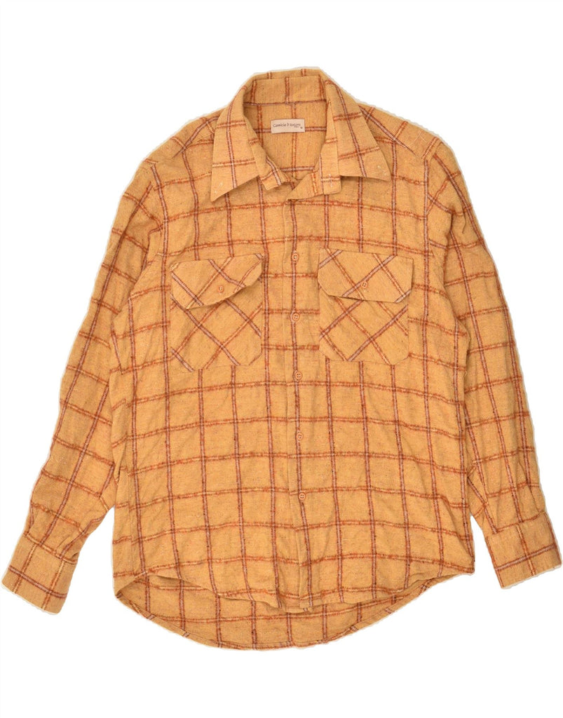 VINTAGE Mens Flannel Shirt Medium Beige Check Vintage Vintage and Second-Hand Vintage from Messina Hembry 