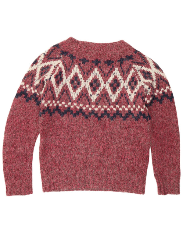 Fat Face Womens Boat Neck Jumper Sweater UK 14 Medium Pink Fair Isle