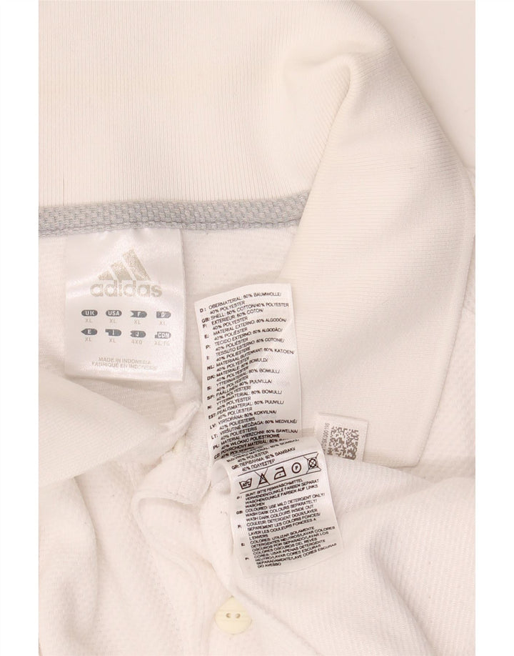 Adidas Mens Polo Shirt XL White Cotton