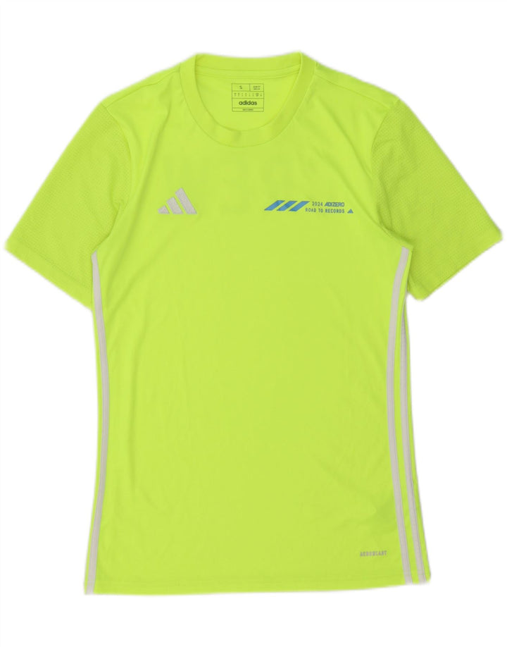Adidas Mens Slim Fit Graphic T-Shirt Top Small Green Polyester