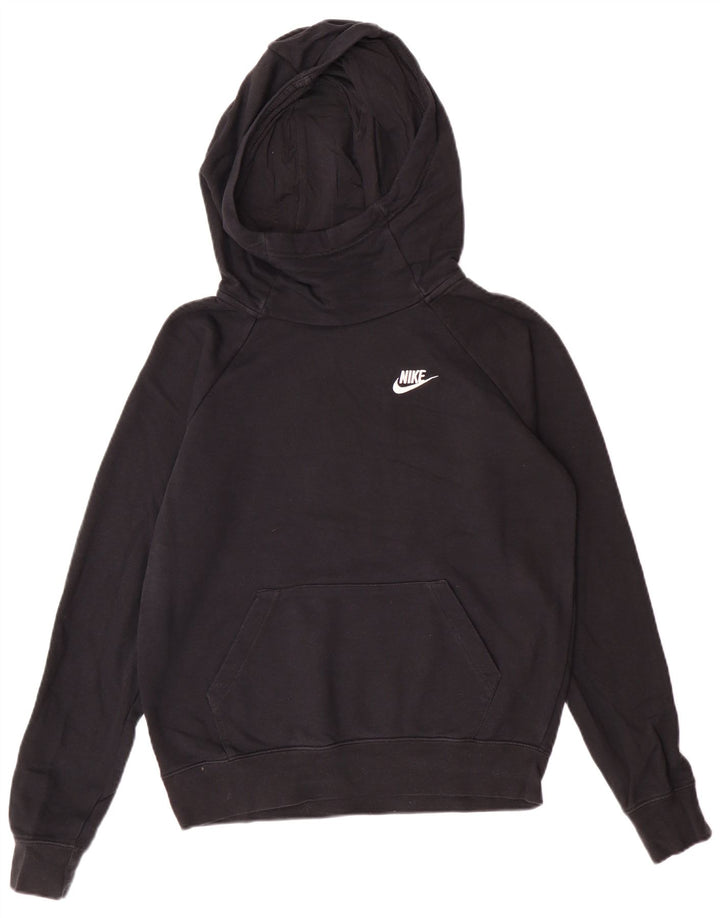 Nike Womens Oversized Hoodie Jumper UK 10 Small Black Cotton