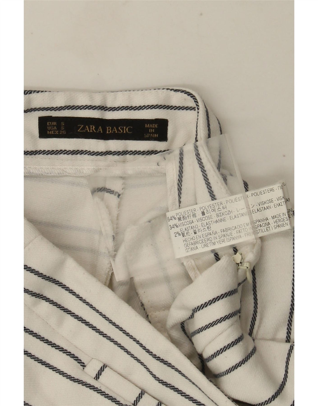 Zara Womens High Waist Chino Shorts Small W26 White Striped Polyester