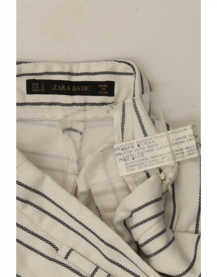 Zara Womens High Waist Chino Shorts Small W26 White Striped Polyester