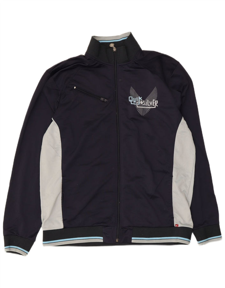 Quiksilver Mens Graphic Tracksuit Top Jacket XL Navy Blue Colourblock