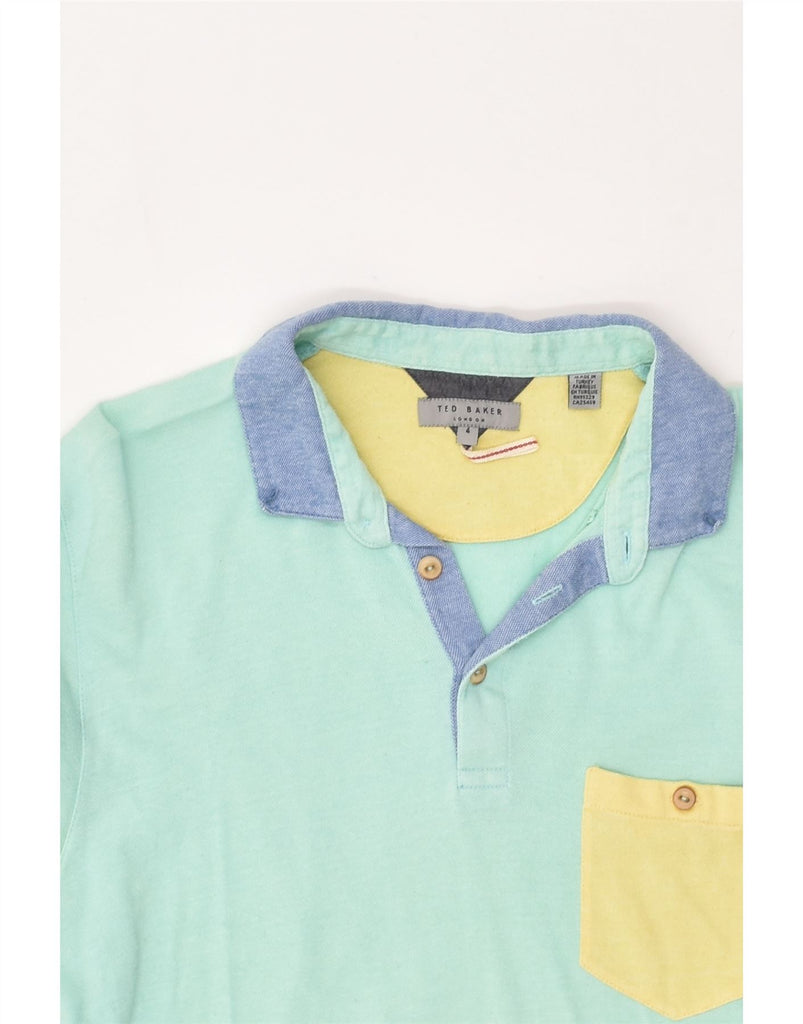 TED BAKER Mens Slim Polo Shirt Size 4 Large Turquoise Cotton | Vintage Ted Baker | Thrift | Second-Hand Ted Baker | Used Clothing | Messina Hembry 