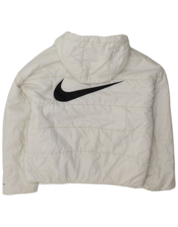 Nike Womens Therma-Fit Graphic Hooded Padded Jacket UK 14 Medium White