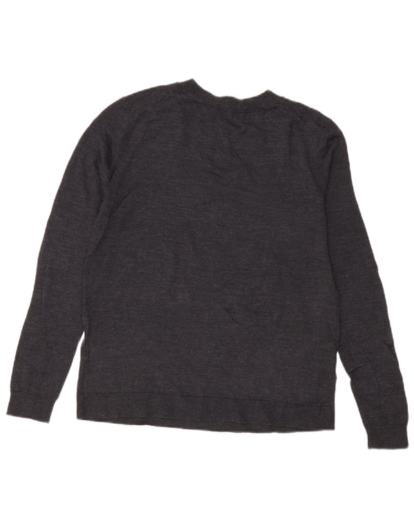 Zara Womens V-Neck Jumper Sweater UK 10 Small Navy Blue Wool