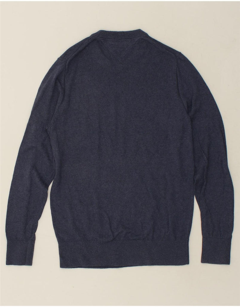 TOMMY HILFIGER Mens Crew Neck Jumper Sweater Small Navy Blue Cotton | Vintage Tommy Hilfiger | Thrift | Second-Hand Tommy Hilfiger | Used Clothing | Messina Hembry 