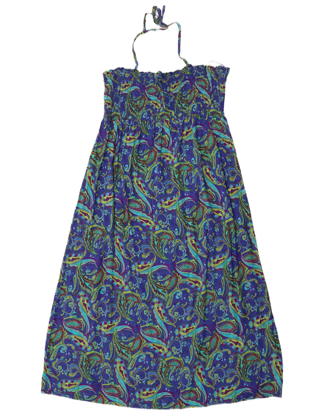 Marks & Spencer Womens Halter Dress UK 22 3XL Blue Paisley Viscose