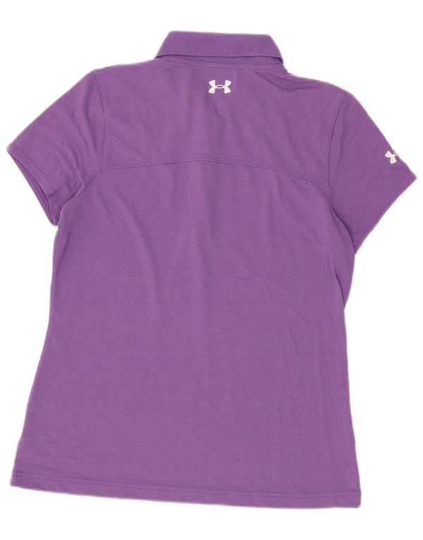 Under Armour Womens Heat Gear Polo Shirt UK 16 Large Purple Polyester