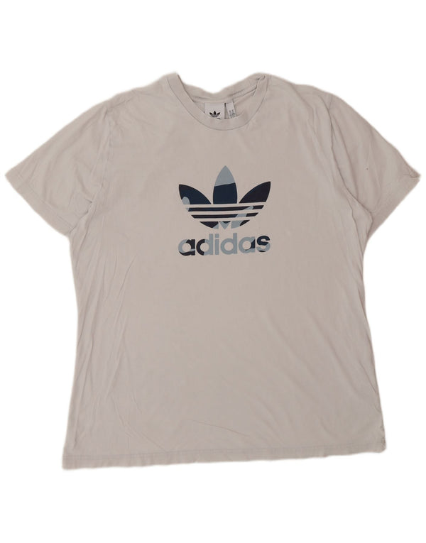 ADIDAS Mens Graphic T-Shirt Top XL White Cotton